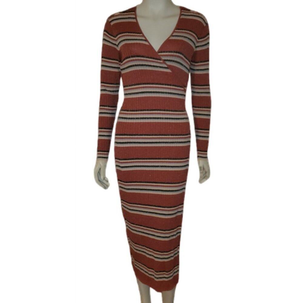 NY&C Eva Mendes Ribbed Wrap Around Maxi Dress || NWOT || Small